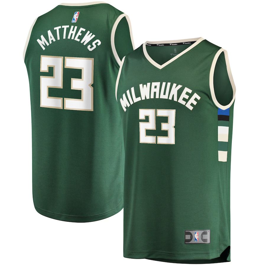 Men Milwaukee Bucks #23 Wesley Matthews Fanatics Branded Hunter Green Fast Break Replica NBA Jersey